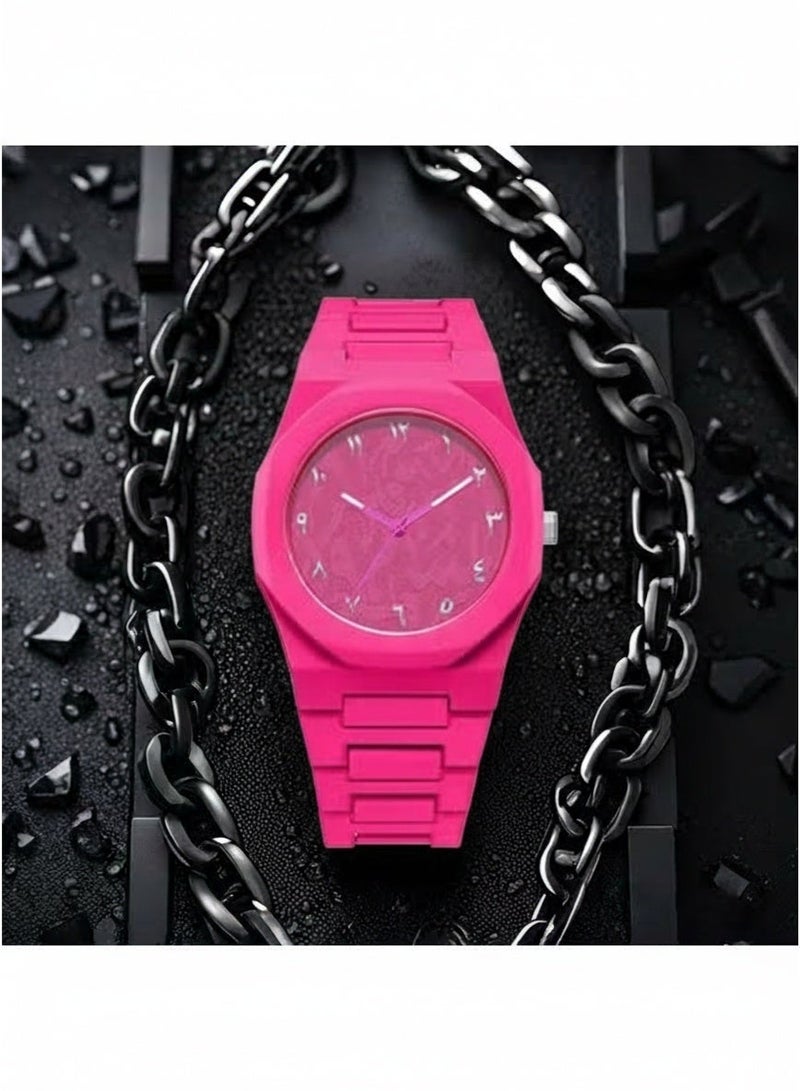 Unique Small Quartz Watch for Men Women, Vibrant Dopamine Dial, Fashionable Casual Waterproof Watch for Daily Use(pink) - Image 5